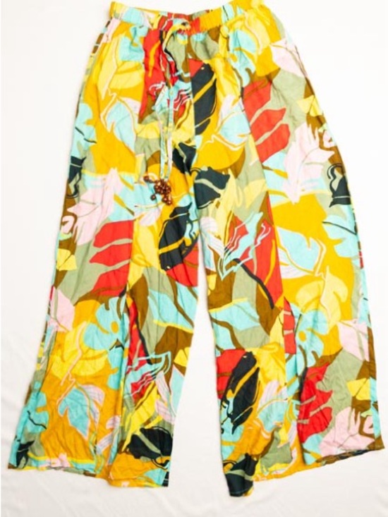 True Destinations Other - Vacation Yellow Multi-Color Tropical Swim Coverup Pants- never worn!